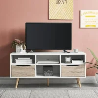 Monteno meuble tv L120 cm contemporain blanc chêne
