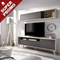 Célia meuble tv grand gris chene L180 cm