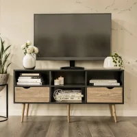 Monteno meuble tv L120 cm contemporain Noir chêne