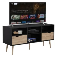 Monteno meuble tv L120 cm contemporain Noir chêne