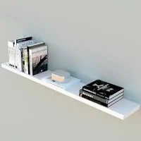 Liky meuble tv L 160 cm + JED Lot de 2 étagères murales Blanc L 60 cm + PAZ étagère murale Blanc 100 cm – Image 2