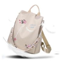 New Embroidery Waterproof Oxford Women Backpack - Beige