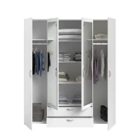 DAILY armoire 4 portes, 2 tiroirs avec Miroir – Blanche