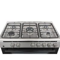 Cuisinière à gaz Vestfrost argentée 90 x 60 TB96G STD, 5 brûleurs + four.