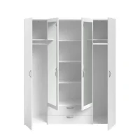 DAILY armoire 4 portes, 2 tiroirs avec Miroir – Blanche – Image 3