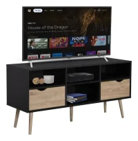 Monteno meuble tv L120 cm contemporain Noir chêne – Image 2